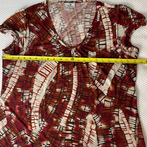 WORTHINGTON Woman Stretch 2X KNIT BLOUSE TOP Short Sleeves V-NECK Brown Black - Picture 15 of 15